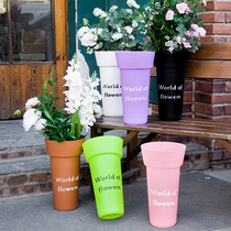 High Hardness Fa Flower Shop With Plastic Flowers Barrel Acrylic Water Peaced Flowers Thickened Nuragia Flower Flower flower Bucket Black