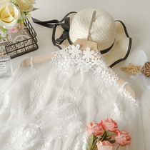 Autumn and winter 2020 new Korean version of high-neck transparent gauze clothes white lace hollow top womens mesh bottoming shirt long-sleeved