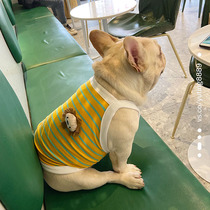 Internet celebrity dog clothes summer home pure cotton pug dog vest schnauzer fighting dog anti-cold thin section
