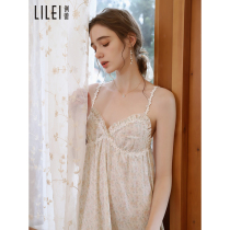 Sling nightdress female summer sexy sleeveless strapless high waist thin long sweet floral aged French pajamas thin