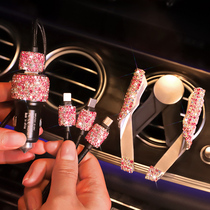 Car charger with drill multi-function quick flash charge one drag three usb interface car conversion plug cigarette lighter