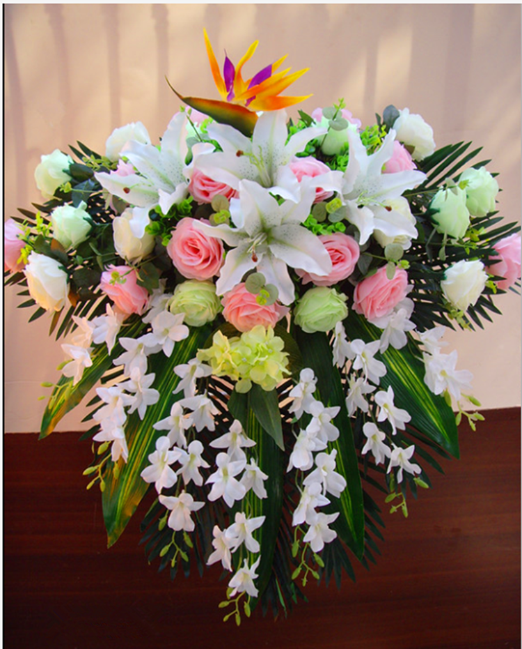 演讲台花仿真花花艺商务桌边会议桌挂花背景路引摆件下垂商务假花