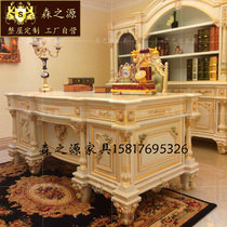 Italian furniture European-style solid wood carved desk French noble study Large desk Writing desk Home computer desk