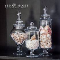 European style glass with cover high foot candy can Wedding soft decoration kitchen sugar tank storage tank creative ornaments