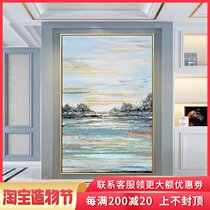 Hand painted oil painting sea sunrise abstract landscape painting Modern simple entrance aisle decorative painting corridor light luxury hanging painting