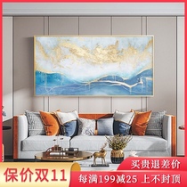 Hand-painted sea oil painting gold foil color abstract landscape hanging painting modern simple living room light luxury seascape decorative painting customization