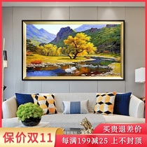 American oil painting living room decoration painting restaurant Swan Lake landscape hand painted European landscape painting sofa wall light luxury hanging painting