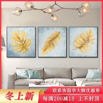 Hand-painted abstract gold leaf oil painting simple modern living room decorative painting Nordic restaurant porch light luxury hanging wall