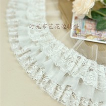Half-meter price black and white three-layer Chiffon lace pleated skirt cuff doll skirt wedding diy lace accessories