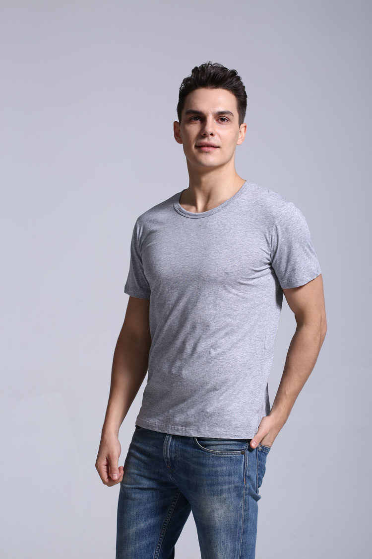 诗华男纯棉短袖t恤修身全棉汗衫短袖夏季白色圆领运动健身打底t恤