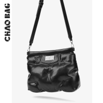 Personality Mens Bag Autumn Winter High Street Down Cloud Duvet space Cotton Lazy Pillow Bag Soft Leather Diagonal Satchel Bag for men