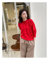 CHANDOOIVY-super 110S Ultra-fine wool curved air-sensitive rotator cuff pullover sweater