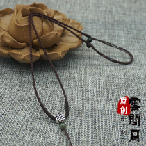 Hand knitting high - grade jade red rope 925 pure silver emerald necklace for men and women jade hanging rope