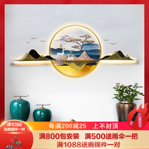 New Chinese style landscape living room wall decoration sofa background wall decoration restaurant 3d three-dimensional wall light luxury pendant