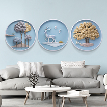 Living room sofa back landscape wall decorative painting Modern simple high-grade creative Nordic American three-dimensional relief wall painting
