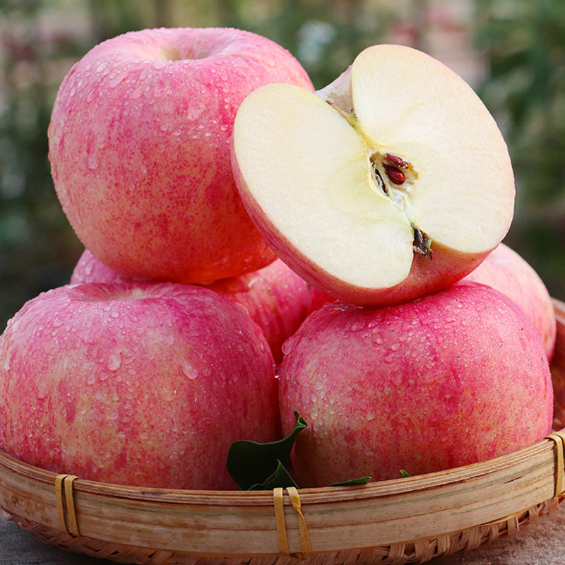 陕西苹果水果新鲜5斤整箱批发包邮高原纸袋红富士平萍苹果吃的