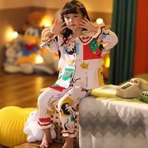Girls pajamas spring and autumn cotton childrens long sleeves thin girls
