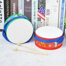 Drum toy Double face wooden baby Olve percussion instrument Handmade drums Morning teach the musician to knock on the small army drums