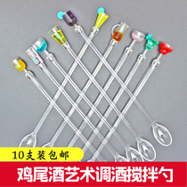 Lengthened cocktail glass spoons art Wine spoon Ice Spoon Thick Ice Spoon Stirring Stick With Spoon Transparent Bar Spoon 10