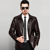High-grade new big name 2021 Winter Men real leather clothing middle-aged sheep leather single leather plus velvet optional jacket