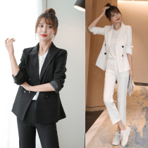 2022 new female foreign air mesh red temperamental suit suit small leggings for the ably cashew suit jacket Two sets