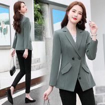 Suit collar leather clothing female temperament foreign style 30 a 40 year old womens 2021 autumn clothing new civil servant leather suit jacket