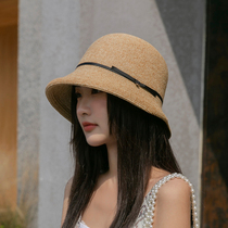 Straw hat female sunscreen shade Joker spring and summer beach hipster fisherman hat French small label foldable sun hat
