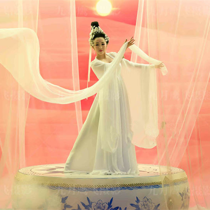 新款影楼写真服白色飞天舞娘 演出服舞蹈服贵妃装九舞飞天舞蹈服_不