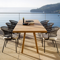 Outdoor Leisure Table And Chairs Patio Solid Wood Table Vine Chairs Garden Open-air Villa hotel Long table outdoor table and chairs furniture