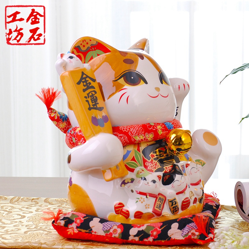 Stone workshop plutus cat furnishing articles piggy bank large Japanese ceramic piggy bank creative the counter opening gifts