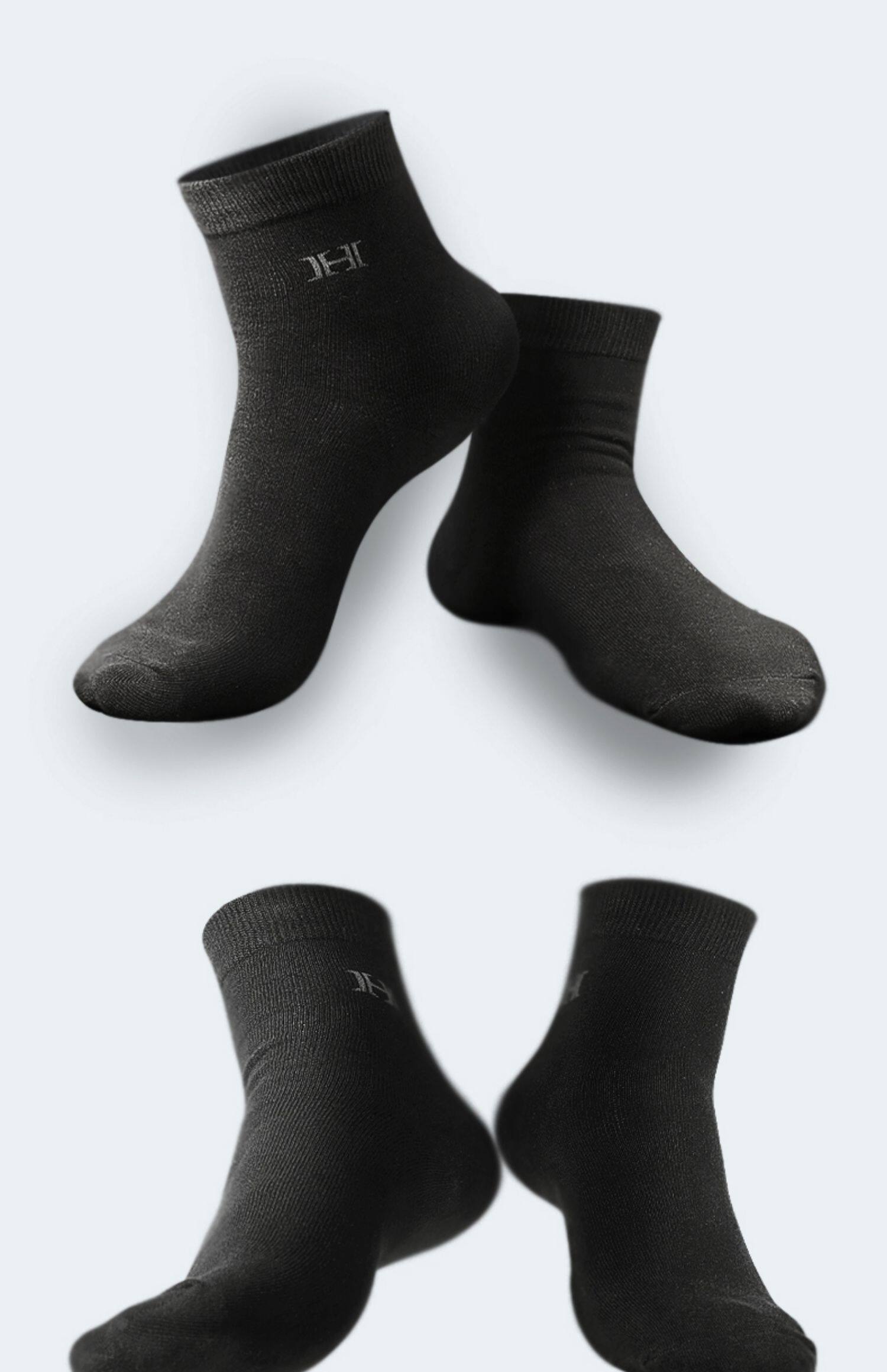 hku防臭袜男士棉袜冬季黑色纯色棉袜中筒加厚男袜吸汗抗菌袜子男