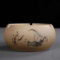 Coarse Pottery Ashtrays Chinese Style Hand-painted Creativity Personality Trends China Wind Living Room Tea Table Household Smoke Cylinders