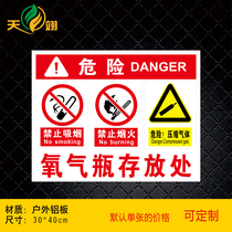 Oxygen cylinder flammable gas acetylene bottle storage sign Gas cylinder area sign Compressed gas safety warning sign Fire sign