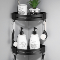 Non-perforated European black bathroom shelf space aluminum antique toilet corner frame American triangle basket