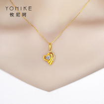 Gold necklace womens 24K pure gold clavicle pendant 999 gold Lady heart-shaped new Chinese Valentines day to send girlfriend