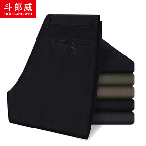 斗郎威秋冬季休闲裤男中老年加厚保暖宽松直筒中高腰爸爸装长裤子
