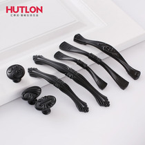 Huitailong cabinet drawer handle black wardrobe handle display cabinet single hole small handle ivory white handle