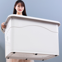 Thickened containing box plastic pulley clothes storage compartment Sub-clear cabin Desktop storage box Large capacity Home finishing box