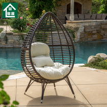 Rattan chair by back chair Single Home Leisure Three Sets Knitted Rough Vines Balcony Adults Creative Outdoor Rattan Chairs