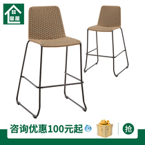 Bar chair light luxury rope raw gray modern minimal designer American creative casual iron bar chair