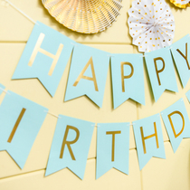 FISHTAIL FLAG HAPPY BIRTHDAY CHILDRENs BIRTHDAY baby 100-day banquet wedding room decoration background wallpaper fan