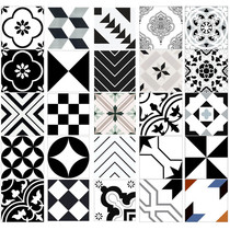 Factory direct black and white flower tiles 300 antique living room floor tiles toilet tiles retro art small tiles