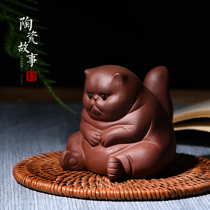 Ceramic story of pet cat violet arenaceous tea to keep fine tea tea tea table furnishing articles zen kung fu tea accessories