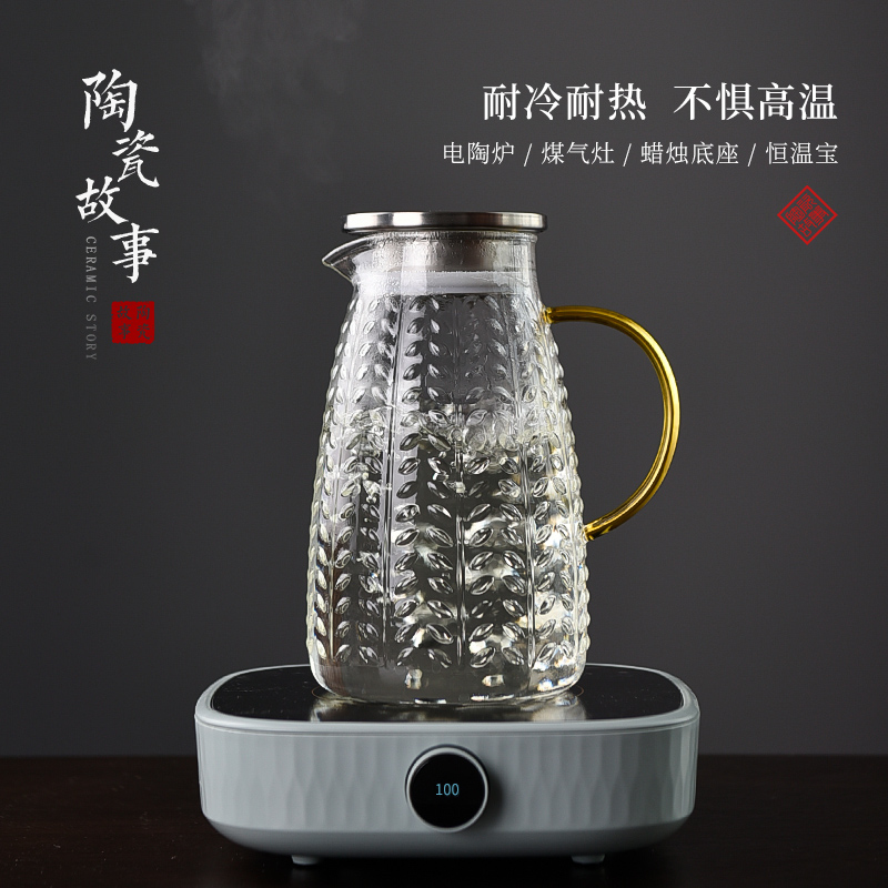 Cold water bottle glass ceramic story high - temperature household creative northern wind Cold boiled water cup large capacity suit