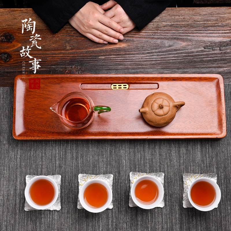 Ceramic story real wood dry Taiwan tea tray was water drainage saucer household contracted tea sea small kung fu tea set