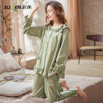 Ladies spring spring and autumn cotton long-sleeved womens princesses can wear loose cotton loungewear womens suits