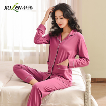 Modal pajamas ladies spring and autumn thin long sleeves middle-aged mom plus size summer womens homewear set