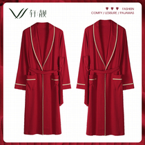 Couple pajamas women spring autumn cotton sexy nightgown bride morning robe bathrobe men red newlyweds wedding loungewear