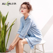 Nightdress ladies summer modal mid-sleeve thin loose large size womens pajamas stripes long summer home wear