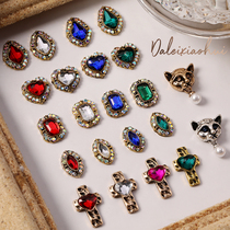 Net celebrity custom nail art jewelry explosion-proof baroque cat head peach heart cross Japanese big diamond 468